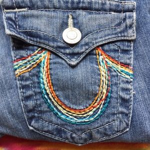 True Religion Straight Rainbow  Distressed Jeans